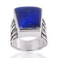 Lapis Lazuli Edelstein in königlicher Farbe mit 925 Sterling Silber Ring für Ihn